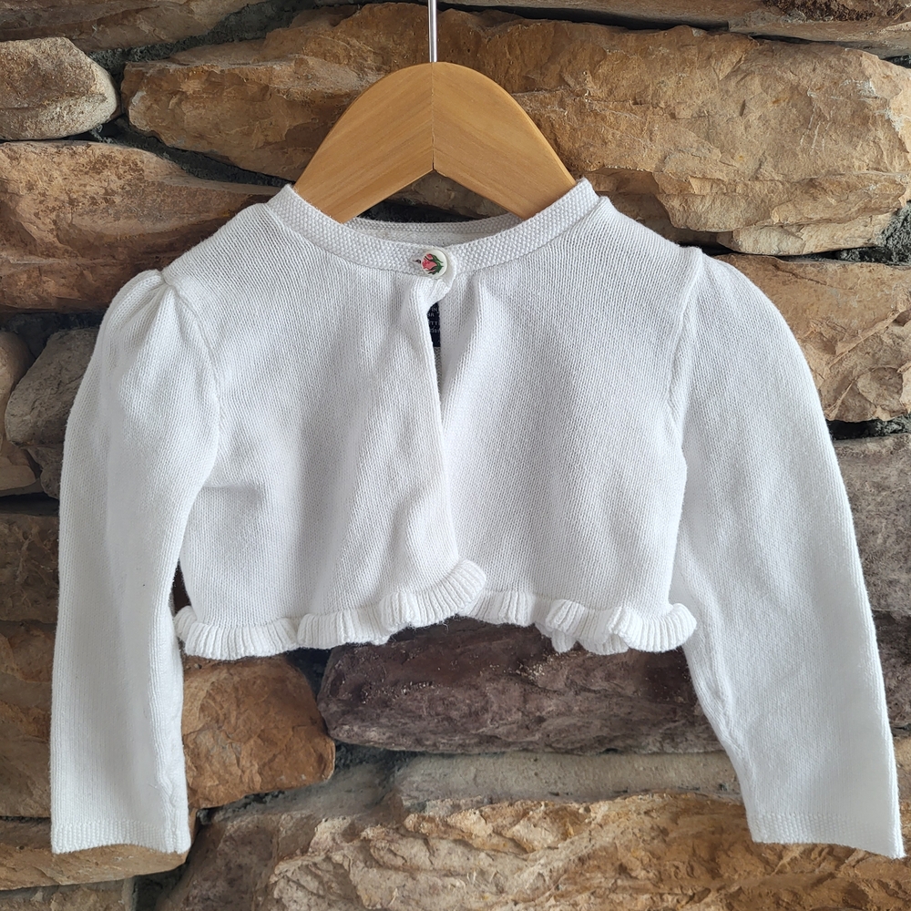 White Ruffled Baby Girl Cardigan Size 24m By Chaps